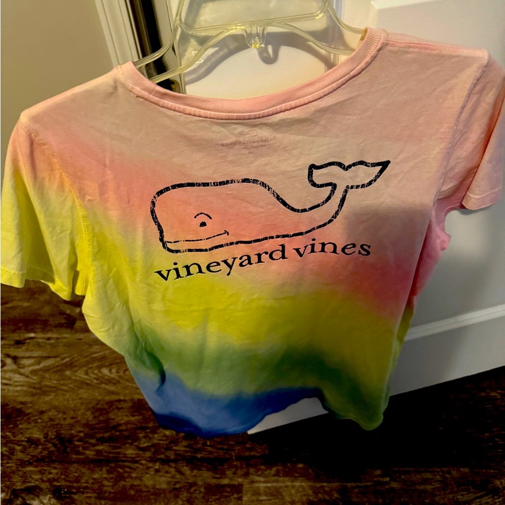 VINEYARD VINES Blue Pink Yellow Ombre Short Sleeve T Shirt Womens size L